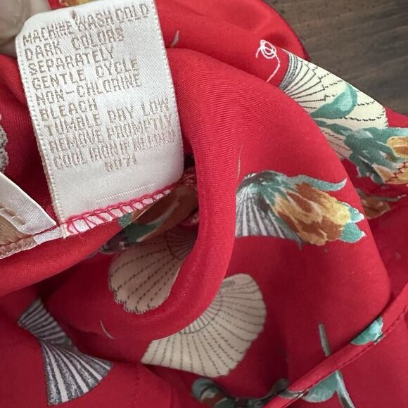 Vintage Delicates Chemise Slip Nightie Satin Lace Fans Red Womens Size Large - Picture 8 of 10